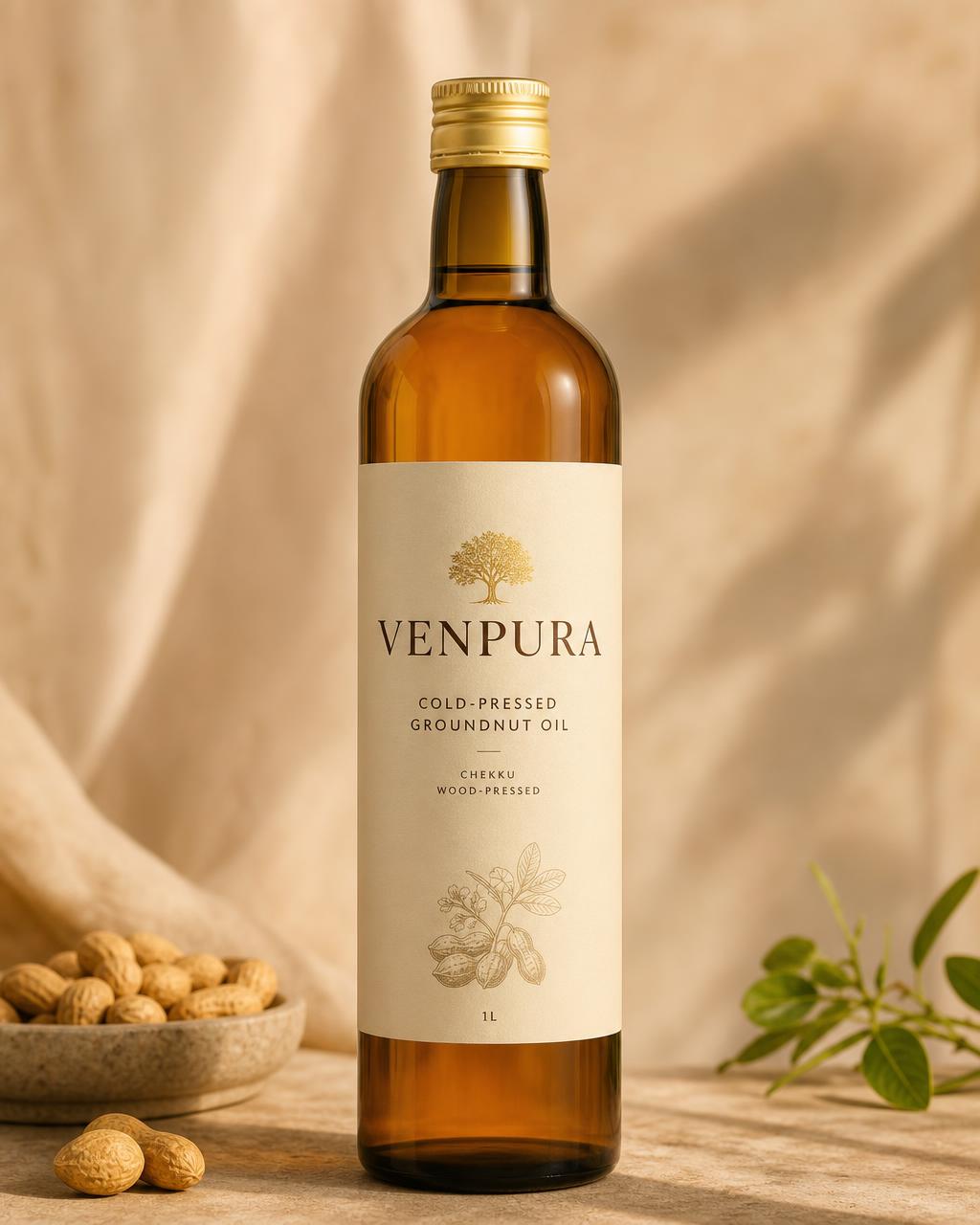 Venpura expeller-pressed groundnut oil bottle